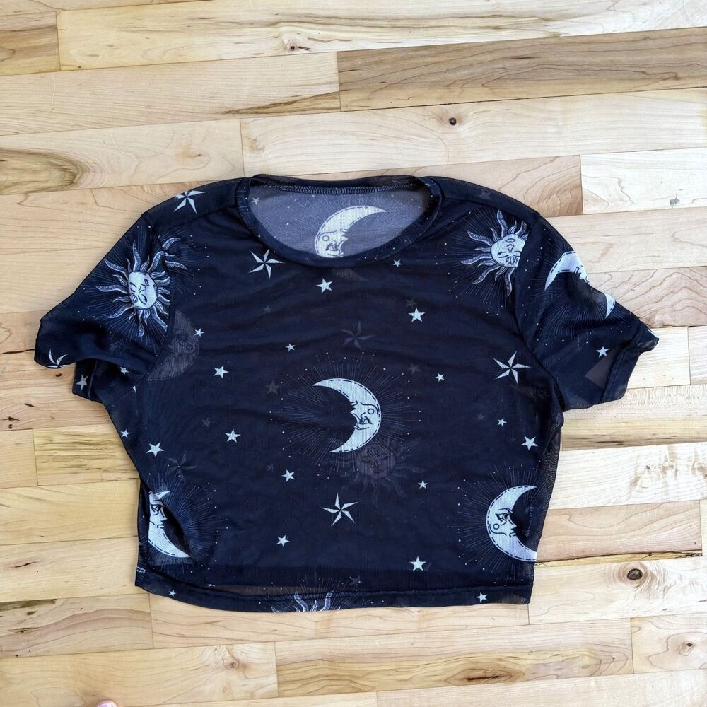 Whimsigoth Celestial Mesh Crop Top